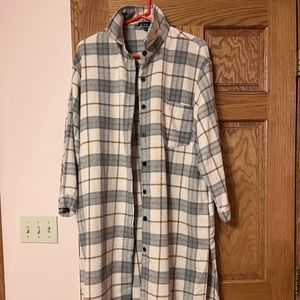 Blue Blush Long Plaid Taupe Shacket